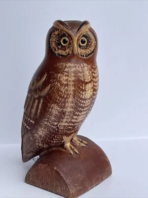 Leo Koppy Wood Sculpture Owl Bird Statue Listed Artist Carving Vintage Older - image 1 of 4