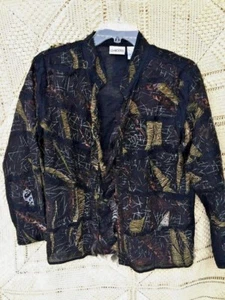 SALE Nearly New CHICO'S Wispy Silk Tattered UNIQUE Blazer Jacket Womens Sz 1 MED - Picture 1 of 11