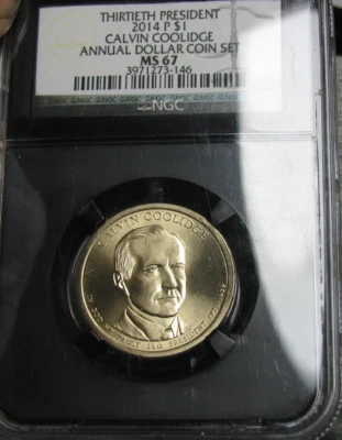 2014 Calvin Coolidge Dollar from Annual Dollar Set  NGC MS-67 Graded -- #256C - Image 1 of 4