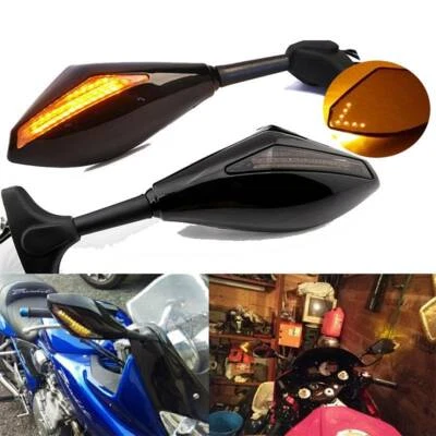 LED Turn Signals Motorcycle Rear View Side Mirrors For Hyosung GT250R GT650R HG - Image 1 of 4