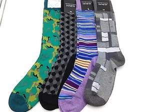 $47 Alfani Mens 4 Pairs Pack Casual Dress Crew Socks Gray Blue Green Shoe 7-12 - Picture 1 of 2