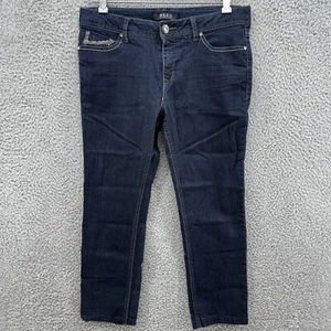 Beau Dawson Women 10P Dark Wash Stretch Denim Jean Embroidered Embellished Flap - Picture 1 of 8