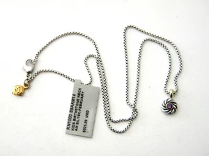 David Yurman Kinder 14 Zoll Februar Geburtsstein Halskette Amethyst Silber/Gold Neu mit Etikett - Bild 1 von 3