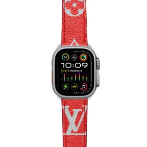 Bracelet de luxe Apple Watch série 1 2 3 4 5 6 7 8 9 10 SE ULTRA 1 2 L ROUGE - Photo 1 sur 11