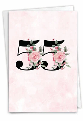 Tarjeta de felicitación 55 aniversario hito 5"x7" con sobre floral pareja 55 Foto 1 de 4