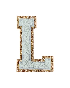Stoney Clover Lane Storm Gray Glitter Varsity Letter Patches - Picture 1 of 39