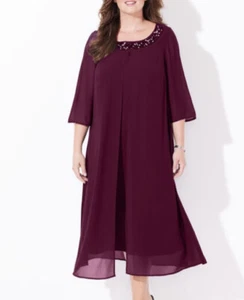 Catherines Plus 1X Midikleid Perlen Midnight Berry schillernd besondere Anlässe MOB - Bild 1 von 8