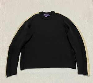 Ralph Lauren Purple Label Italy Heavy Wool Pullover Racing Stripe Crew Sweater - Picture 1 of 12