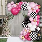 Hot Pink Pink Race Car Balloon Arch Kit Black Foil Balloons  Girls