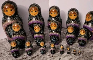 vintage Russian Matryoshka 18 pc. Stacking Nesting Dolls Signed - Picture 1 of 20