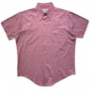 True Vintage Park Ave Permanent Press Loop Collar Pink Button Up Shirt 16 MCM - Picture 1 of 10