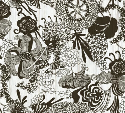 Revestimiento de pared textil 8YD x 53”w ELITIS Francia RM895 80 ‘POP’ 100 % poliéster blanco y negro Foto 1 de 4