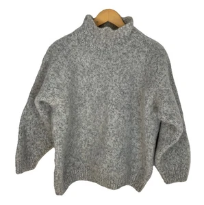 VTG 90s DEVOLD Norway OLMES CARRETTI Nordic Heather Gray Mock Sweater Women XL - Picture 1 of 12