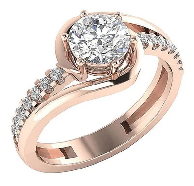 For Women VS F 1.25 Ct Lab Grown Diamond Solitaire Engagement Ring 14K Rose Gold - Image 1 of 4