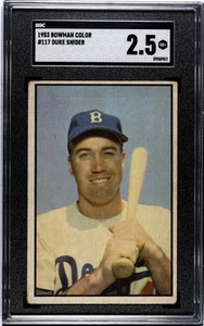1953 Bowman Color Duke Snider #117 SGC 2.5 GD+ Brooklyn Dodgers HOF - Picture 1 of 2