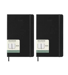 2 Moleskine 2025 Weekly Planner Large Black Hard Cover 5 x 8.25 in 44 Pages - Picture 1 of 1