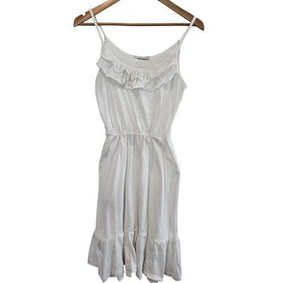 Vestido Vintage Años 80 Para Mujer Grande Blanco Volantes Encaje Boho Midi Cottage Festival Foto 1 de 4