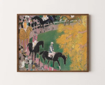 Póster vintage de carreras de caballos | Arte de pared ecuestre | Decoración del hogar Cottagecore Foto 1 de 4