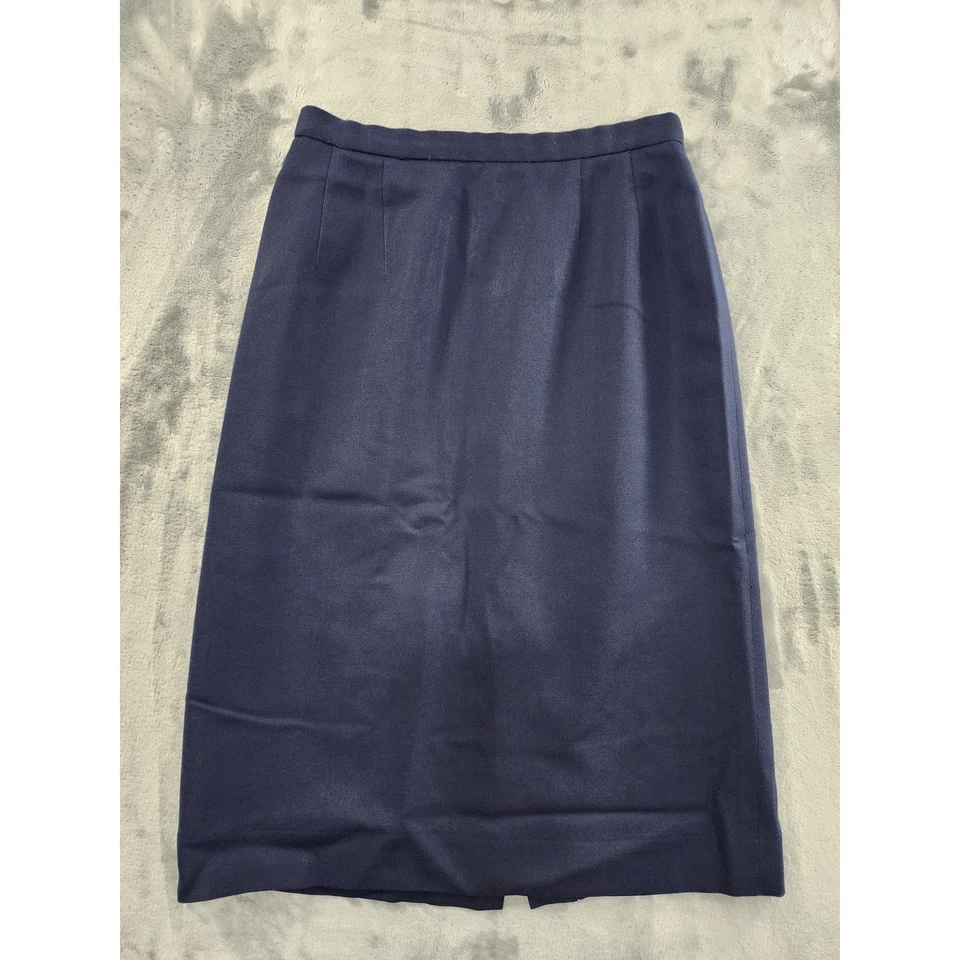 Vintage 90s Pendleton Wool Pencil Skirt Size 6 Blue Back Slit Office Career  - Image 1 of 4