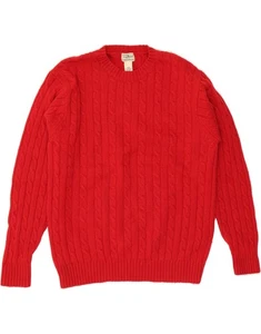 L.L.BEAN Mens Crew Neck Jumper Sweater Large Red Wool DR67 - Picture 1 of 3