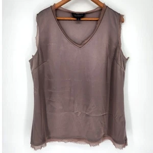 St. John Couture Taupe Silk-Trimmed Tank Top Women’s Size: XL - Picture 1 of 9