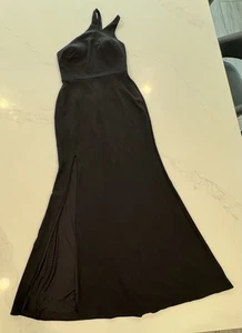 DB Studio size 6 Formal Dress black front slit zipper back built-in cups maxi - Picture 1 of 6