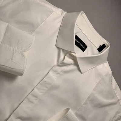 ARMANI Tuxedo Shirt Men Button Up Formal Wear Slim Fit 100% Cotton White 43 17 - Image 1 of 4