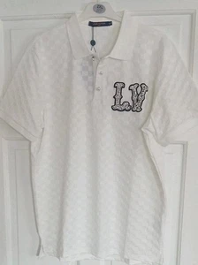 Louis Vuitton Poloshirt weiß Gr. XL Kristall LV Logo Perleffekt Knöpfe  - Bild 1 von 9