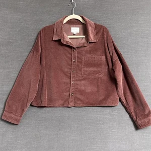 American Eagle Top S Corduroy Button Crop Boxy Boho Grunge 90s y2k Fall Layering - Picture 1 of 8