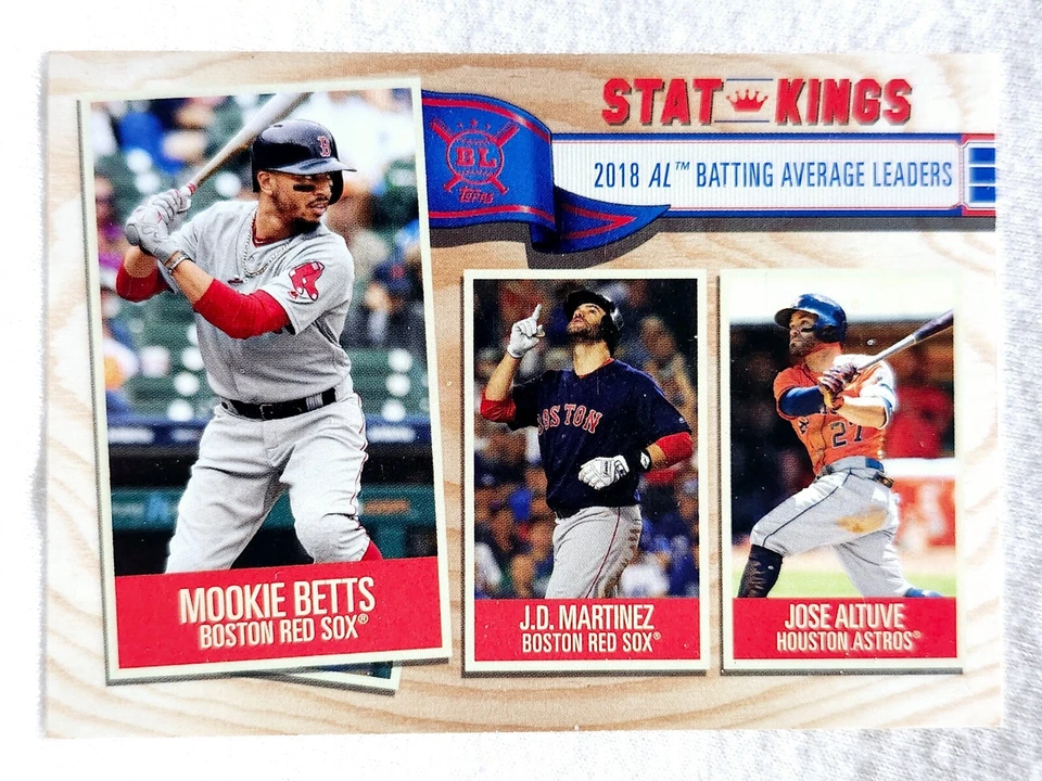 2019 Topps Big League Stat Kings Jose Altuve, Mookie Betts, J.D. Martinez #359 - Image 1 of 2
