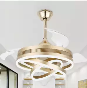 Bella Depot Ceiling Fan+Light 42" LED Reversible Invisible 3-Blades Gold +Remote - Picture 1 of 7