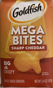 Pepperidge Farm Goldfish MEGA BITES SHARP CHEDDAR Baked Crackers NEW 5.9 oz Bag - Picture 1 of 3