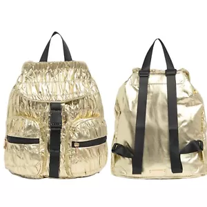 Madden Girl Parachute Ruched Flap Backpack Gold One Size - Picture 1 of 9