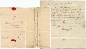 1843 LETTER ISLE of MAN TWOPENCE CASTLETOWN UNDATED CIRCLE BALLACRAGGA Internal - Picture 1 of 2