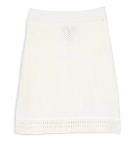 AQUA Girls Crochet A-Line Skirt Elastic Waist Pull On Color White New - Picture 1 of 3