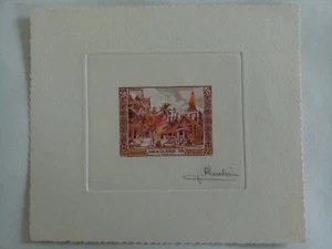 Laos 1954 Signed Orange+ Composite of Laotian Temple The Best Die Proof Sc#25 - Picture 1 of 4