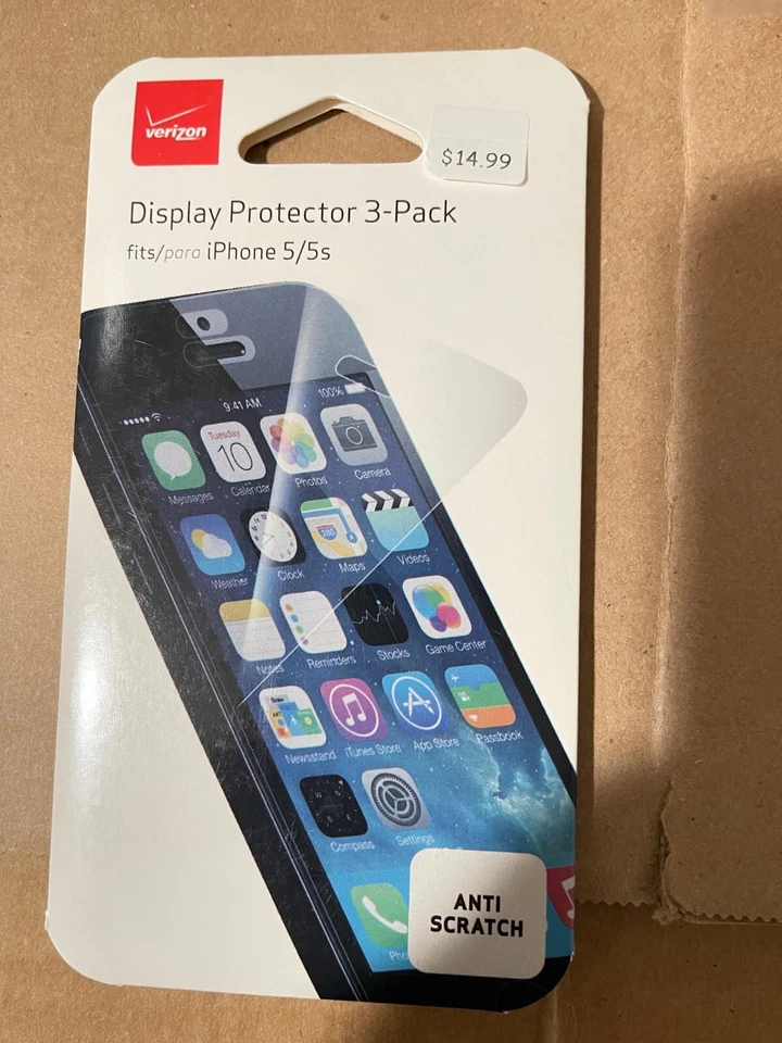 Paquete de 3 protectores de pantalla antiarañazos Verizon para iPhone 5/5s (2I) Foto 1 de 2