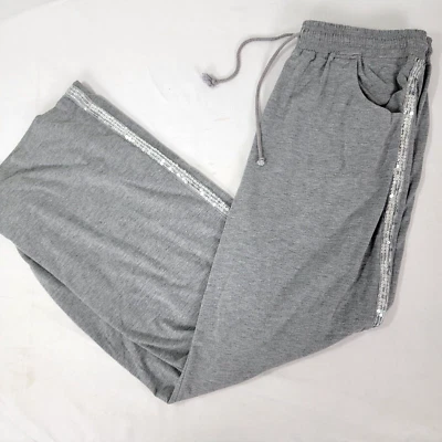 Pantalones Largos Spiegel Para Mujer Gris Brillante Plateado Tiras en el Lateral Cómodos Talla 1X Foto 1 de 4