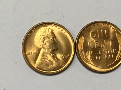 1934 BU UNCIRCULATED RED LINCOLN WHEAT PENNY CENT Cover
