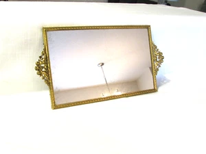 Vanity Tray Gold Colored w/Cherubs at each end & felt non-scratch back pad - Picture 1 of 4