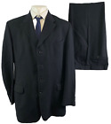 NEXT SUIT 44 LONG NAVY Striped Formal Jacket Trousers 34 W 33 L Pleated Stretchy