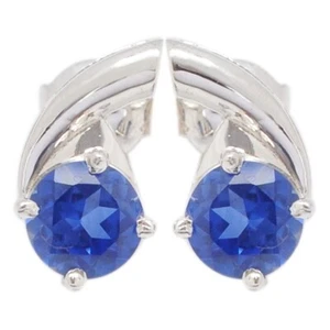 3.00Ct Round Shape 100% Natural Blue Tanzanite Studs In Solid 14KT White Gold - Picture 1 of 3