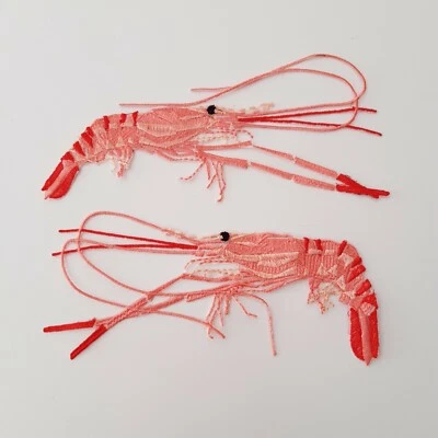 Pink Shrimps Large Handmade Applique Embroidered Patches - Image 1 of 4