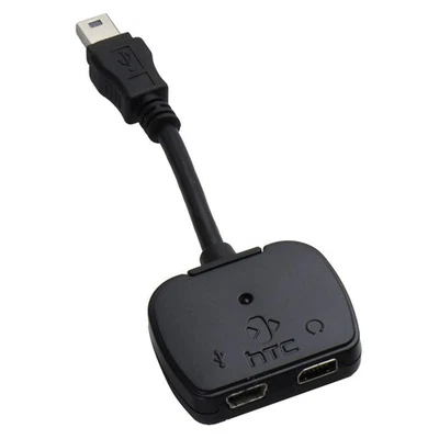 HTC Mini USB Audio Headset and Power Charger Port Splitter Y Adapter Cable - Image 1 of 2