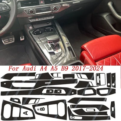 For Audi A4 S4 A5 B9 2017-2025 5D Carbon Fiber Pattern Interior DIY Trim Decals - Image 1 of 4