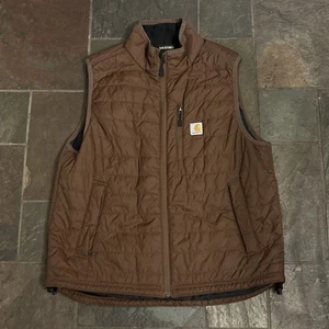Carhartt Men's Vest Rain Defender Relaxed Fit Lightweight Insulated Brown L - Picture 1 of 5