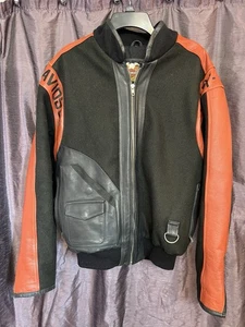 Vintage Harley Davidson Jacke Herren Gr. S Leder Wolle Biker Moto Varsity Bomber - Bild 1 von 15