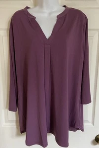 NWT Women's 3/4 Sleeve Lotusmile Pullover V-neck Blouse Top Shirt - Size XXL - Picture 1 of 9