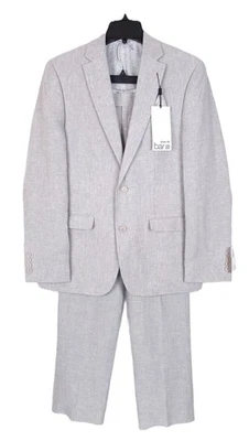 Traje de 2 piezas Bar III para hombre ajustado 100 % lino gris liso 38R 30x30 nuevo con etiquetas Foto 1 de 4