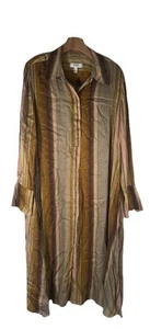 COS Damen braun & gold gestreift Midi Shirt Kleid Gürtel 70er inspiriert US 12 - Bild 1 von 19